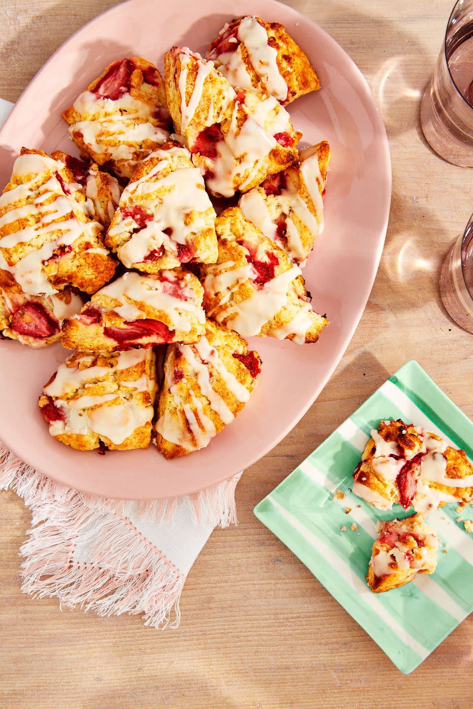 Strawberry Scones with Amaretto Glaze