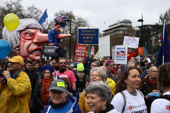 The protesters were not kind to May.