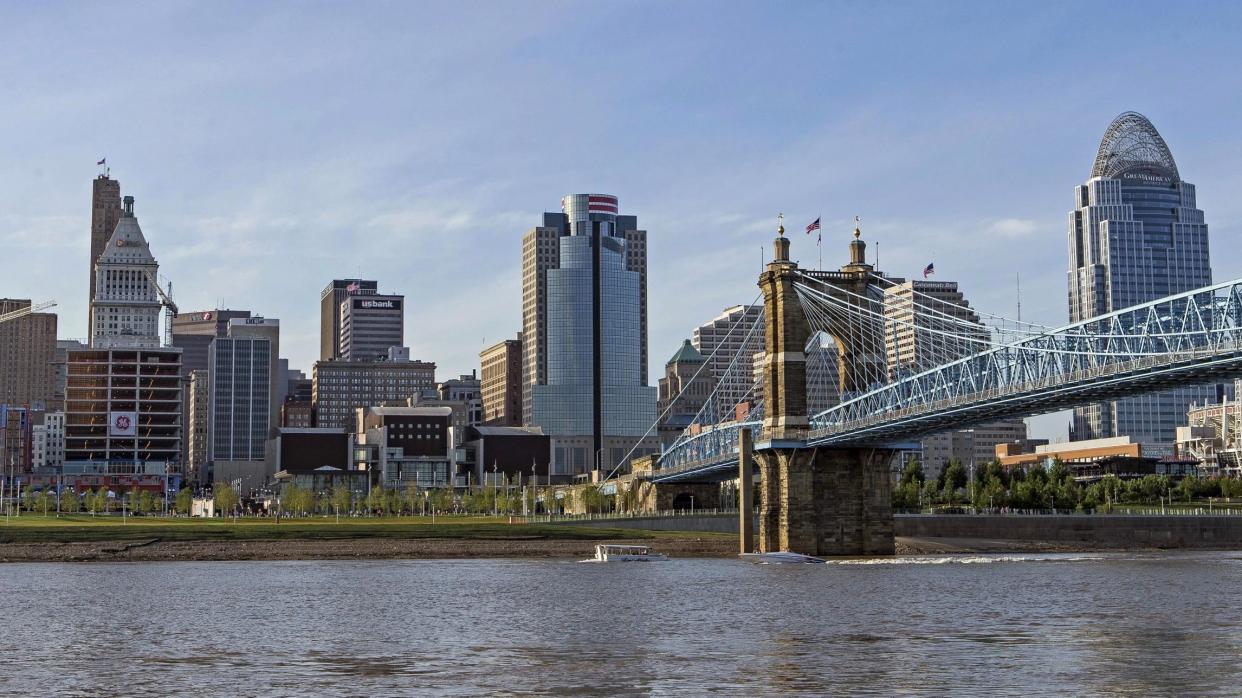 The Cincinnati skyline as seen from Northern Kentucky. The whole of the Greater Cincinnati tri-state area was taken into account in Forbes' rankings.