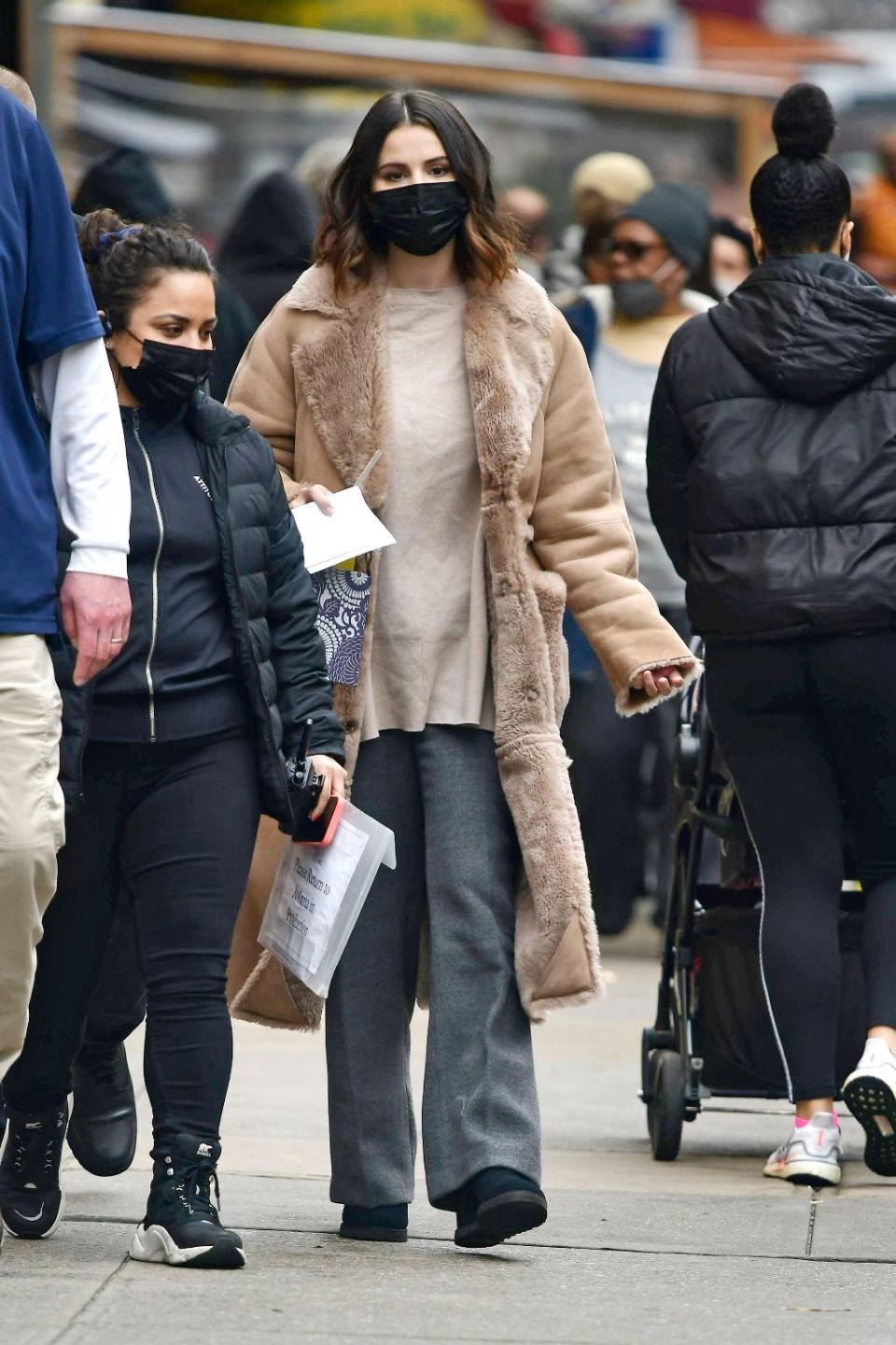 Selena Gomez spotted filming in New York City on February 23, 2022. - Credit: SplashNews.com