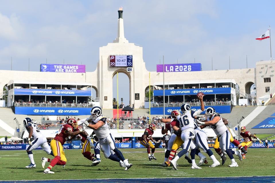 It seemed as if Rams quarterback Jared Goff didn’t get much of a home crowd boost on Sunday against the Redskins. (Getty Images)