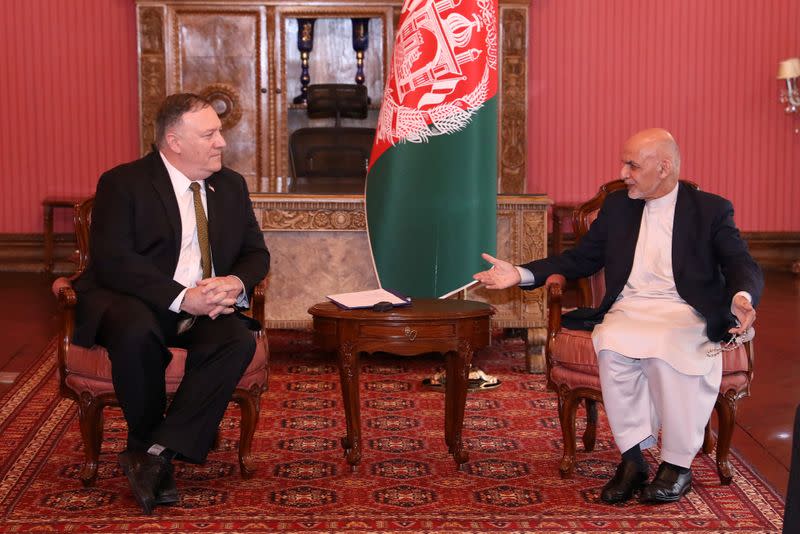 Afghanistan's President Ashraf Ghani meets with U.S. Secretary of State Mike Pompeo in Kabul