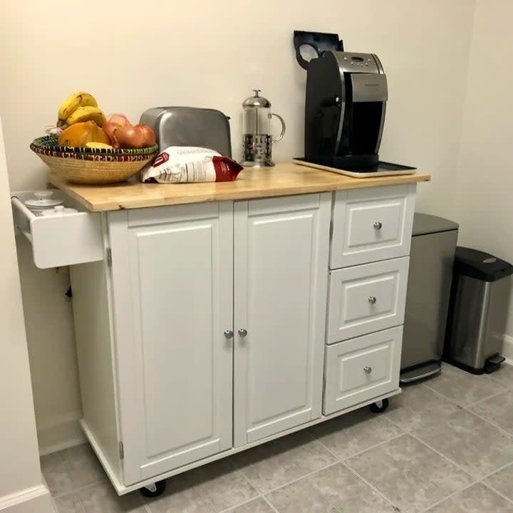 Reviewer's photo of the kitchen island in the color White