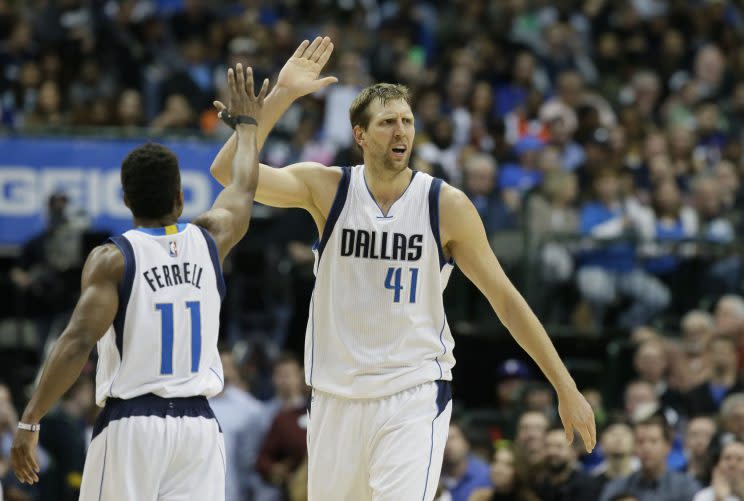 Dirk Nowitzki has joined select company in NBA history with his 30,000th point. (AP)