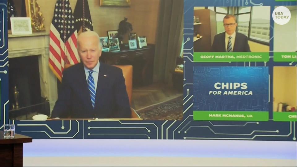 President Joe Biden attends a virtual meeting while fighting COVID-19.