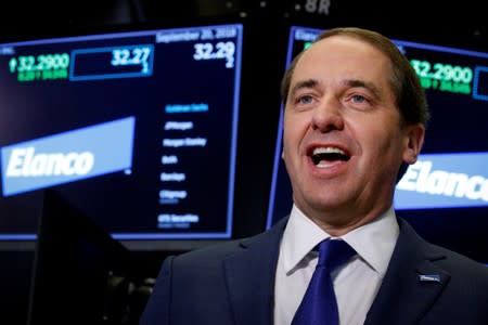 FILE PHOTO: Elanco Animal Health Inc. President and CEO Jeff Simmons, speaks during an interview at the New York Stock Exchange (NYSE) in New York