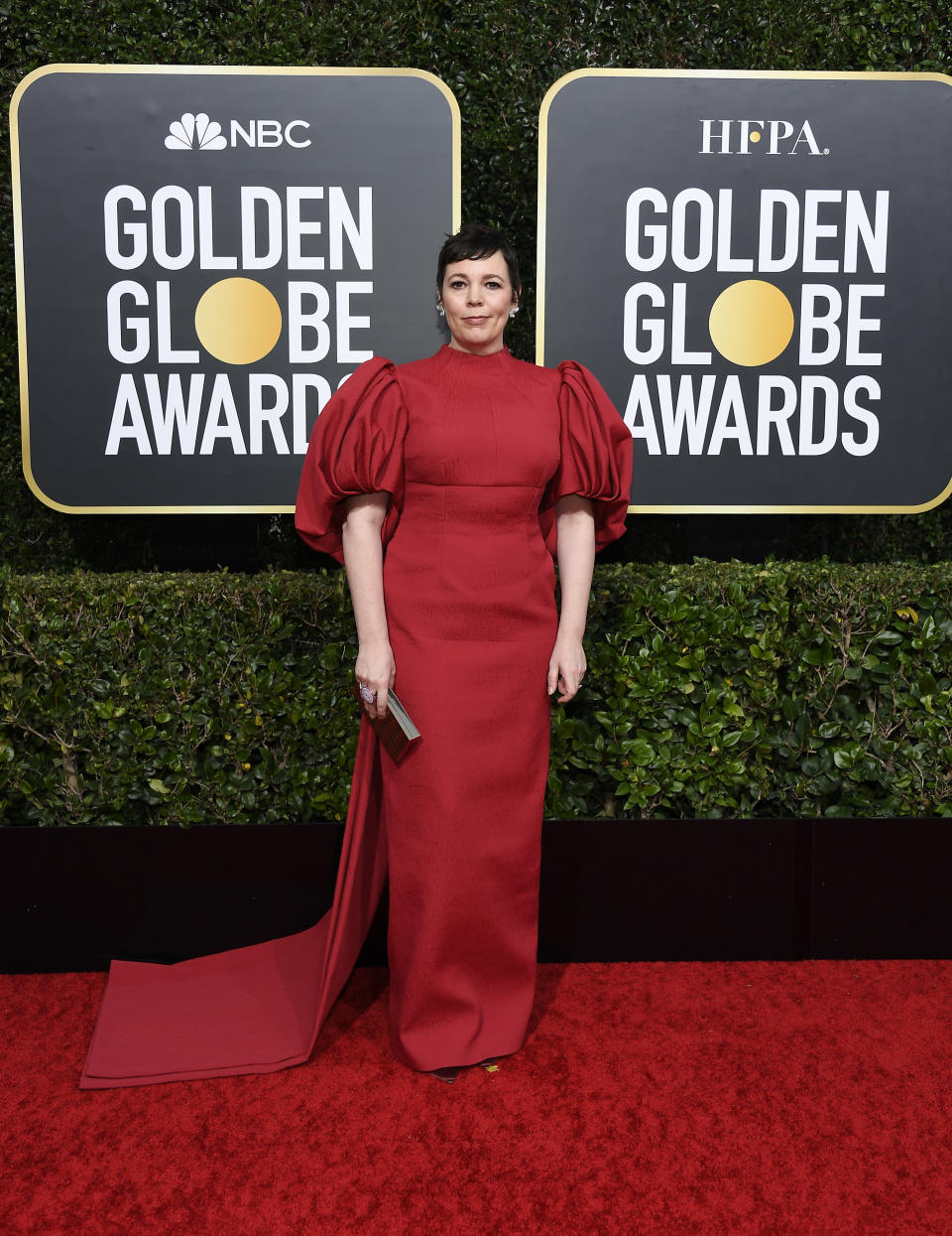 BEVERLY HILLS, CALIFORNIA - JANUARY 05: 77th ANNUAL GOLDEN GLOBE AWARDS -- Pictured: Olivia Colman arrives to the 77th Annual Golden Globe Awards held at the Beverly Hilton Hotel on January 5, 2020. -- (Photo by: Kevork Djansezian/NBC/NBCU Photo Bank via Getty Images)