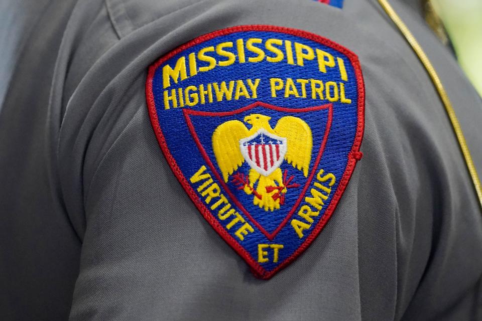 The shoulder patch of a Mississippi Highway Patrol officer is photographed during a ceremony in Jackson, Miss., May 17, 2022.