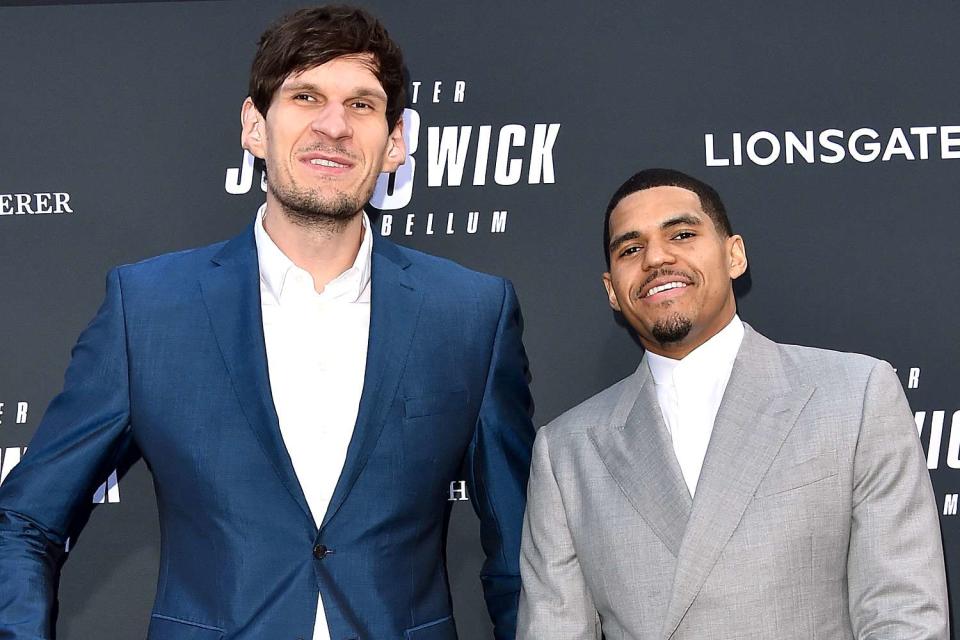 <p>Axelle/Bauer-Griffin/FilmMagic</p> Boban Marjanovic and Tobias Harris attend the special screening of Lionsgate