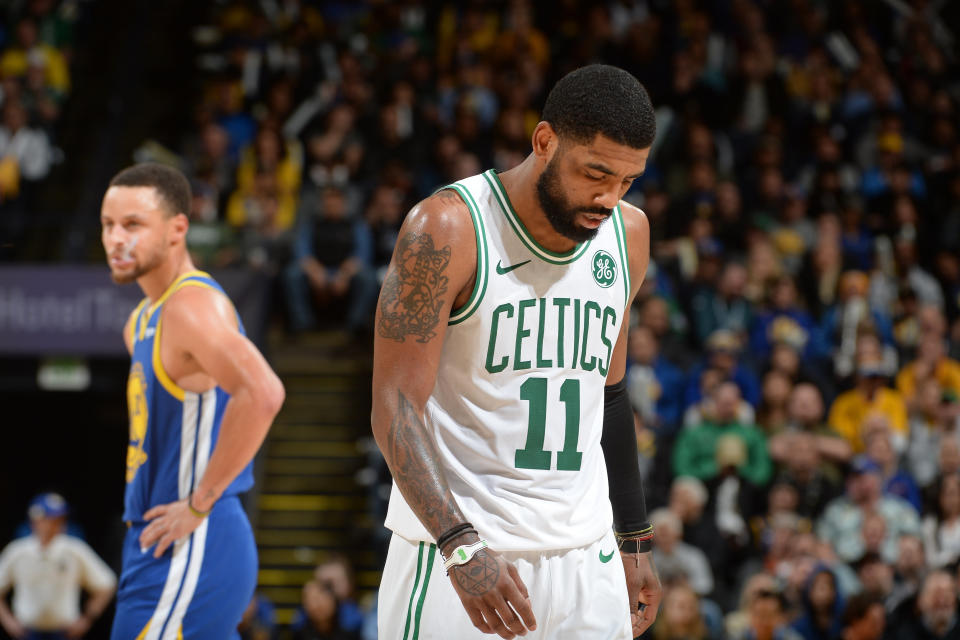 Kyrie Irving has been visibly and vocally unhappy in Boston. (Getty)