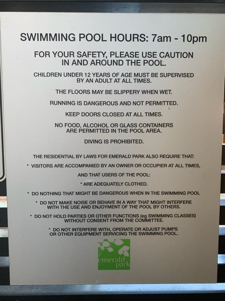 New rules have since been put up near the pool. Photo: Supplied