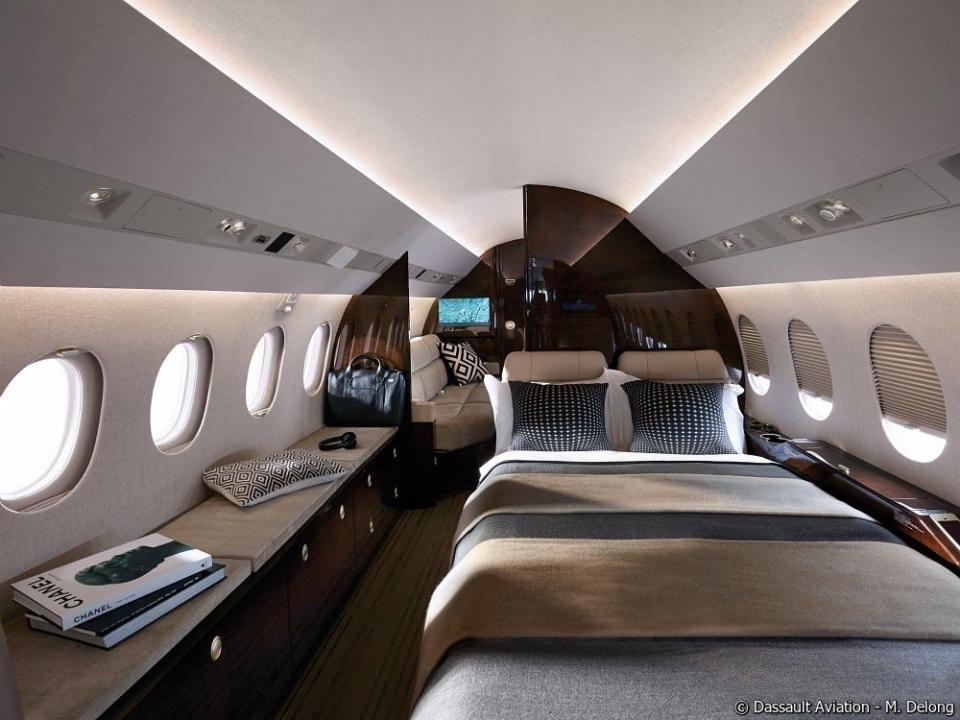 Converted bed in the Dassault Falcon 900.