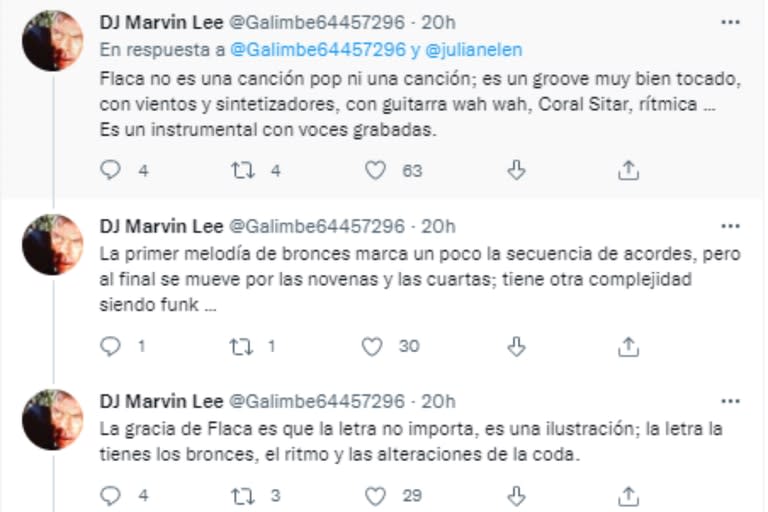 Desde su cuenta no verificada de Twitter, Andrés Calamaro se refirió a las diferencias entre "Flaca" y "Lo que dicen de mi" (Foto: Twitter @Galimbe64457296)