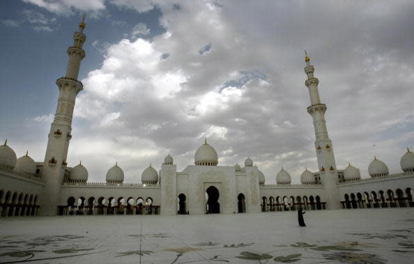 Abu Dhabi’s landmark Sheikh Zayed mosque is largest in the country. It is also the third largest mosque in the world and houses the largest carpet. Photograph: Marwan Naamani/AFP/Getty Images