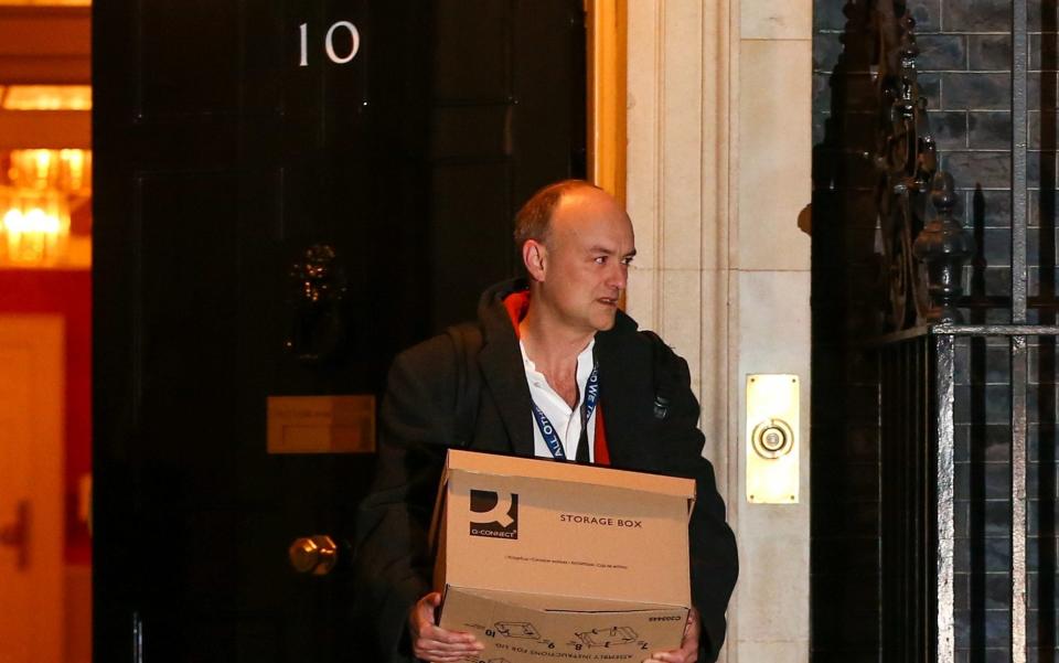 Dominic Cummings had left Downing Street earlier that evening with his contents in a cardboard box - Hollie Adams/Bloomberg