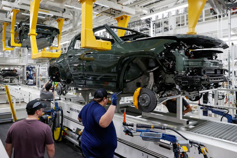 Startup Rivian Automotive's electric vehicle factory in Normal