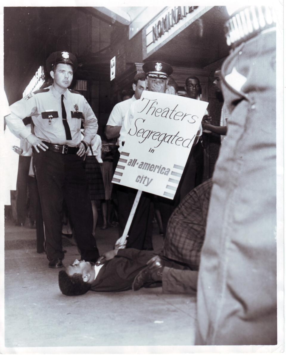 Avon Rollins protests outside the Tennessee Theatre on May 11, 1963. Rollins, a founding member of the Student Nonviolent Coordinating Committee, is the former director of the Beck Cultural Exchange Center. Rollins passed away on Dec. 7, 2016