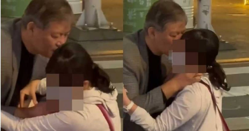 綁馬尾女子一度抗拒，但仍被國安局特勤中心已婚少將謝靜華抓脖強吻。（圖／翻攝畫面）