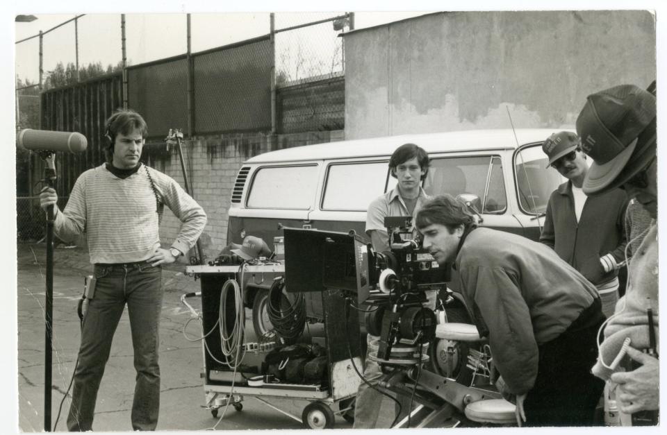 Henry Winkler directing on the set of the 1984 CBS Schoolbreak Special, "All the Kids Do It," starring Scott Baio as an aspiring Olympic diver who learns the painful consequences of drunk driving.