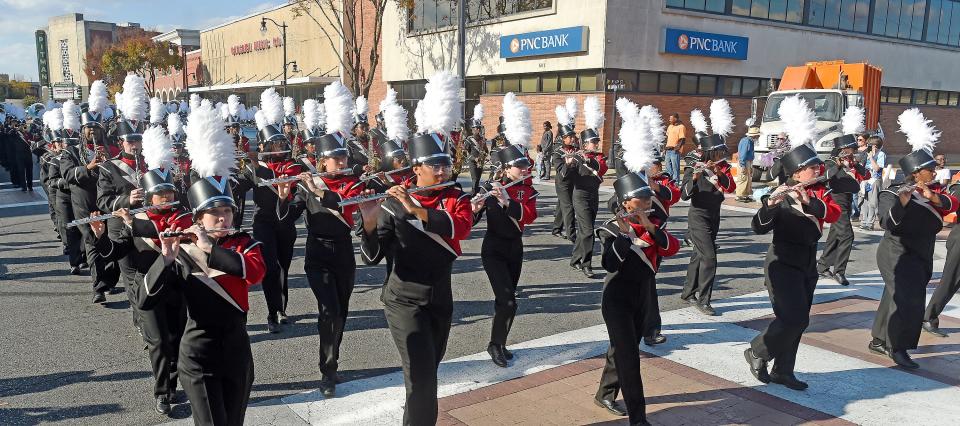 Members of the Gadsden City High School band perform during the Gadsden Veterans Parade on Nov. 8, 2023.
