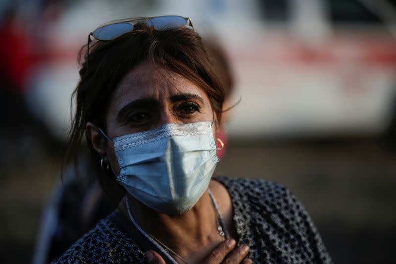 A relative of the 65 miners who died during an explosion is pictured during a meeting with Mexico's President Andres Manuel Lopez Obrador at Pasta de Conchos coal mine, in San Juan de Sabinas