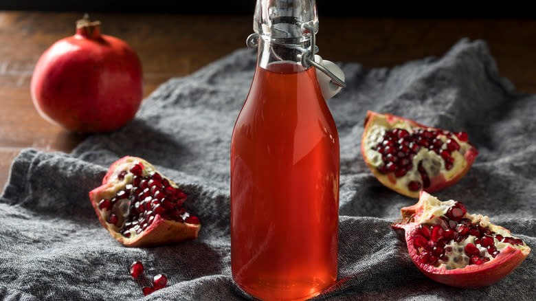 Grenadine syrup and pomegranates