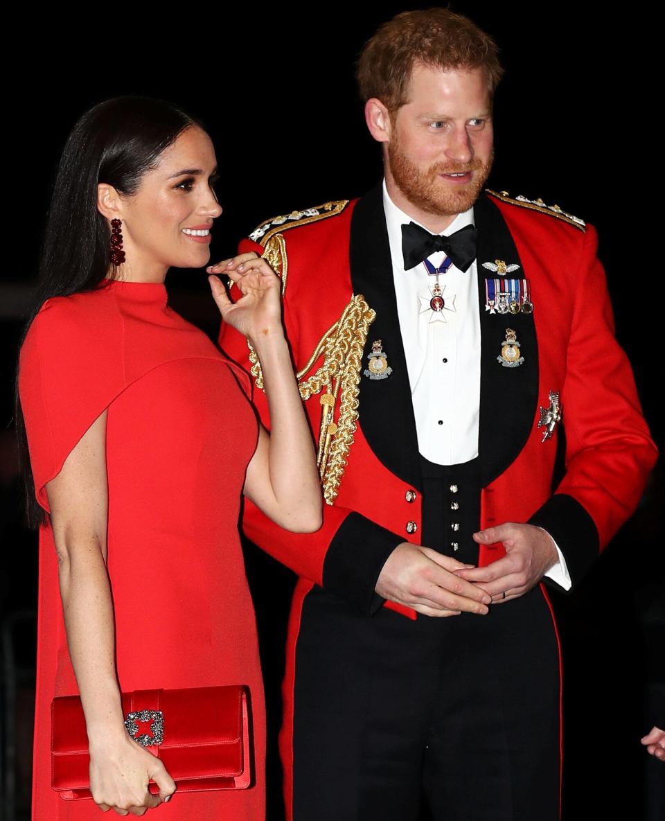 Prince Harry, Duke of Sussex and Meghan, Duchess of Sussex arrive to attend the Mountbatten Music Festival at Royal Albert Hall on March 7, 2020 in London, England.