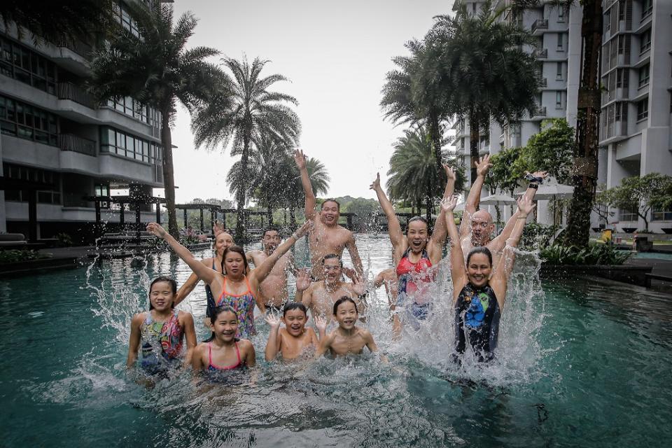 The mum of three also has free swimming lessons for friends and residents at her condo.