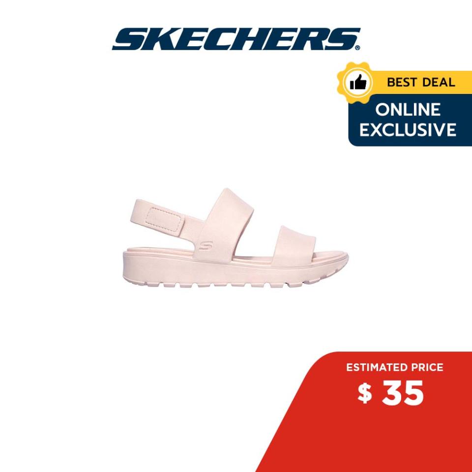 Skechers Online Exclusive Women Foamies Footsteps Breezy Feels Walking Sandals - 111054-BLSH Anti-Odour, Dual-Density, Hanger Optional, Machine Washable, Luxe Foam. (Photo: Lazada SG)