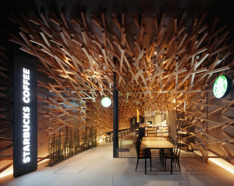 Kengo Kuma designs the world's most peaceful StarbucksIf all Starbucks cafes looked like this, it would almost certainly put an end to take-out drinks! After all, who would want to leave a building this tranquil?Architects at Tokyo-based and world-renowned Kengo Kuma & Associates firm have designed a Starbucks store in Japan that draws on its peaceful surroundings. Located in the Fukuoka Perfecture, it can be found on a street leading directly to the Dazaifu Tenmagu holy shrine, which is dedicated to a Japanese deity. Fukuoka, Japan - 21.03.12Mandatory Credit: Masao Nishikawa/WENN.ComSupplied by WENN.com