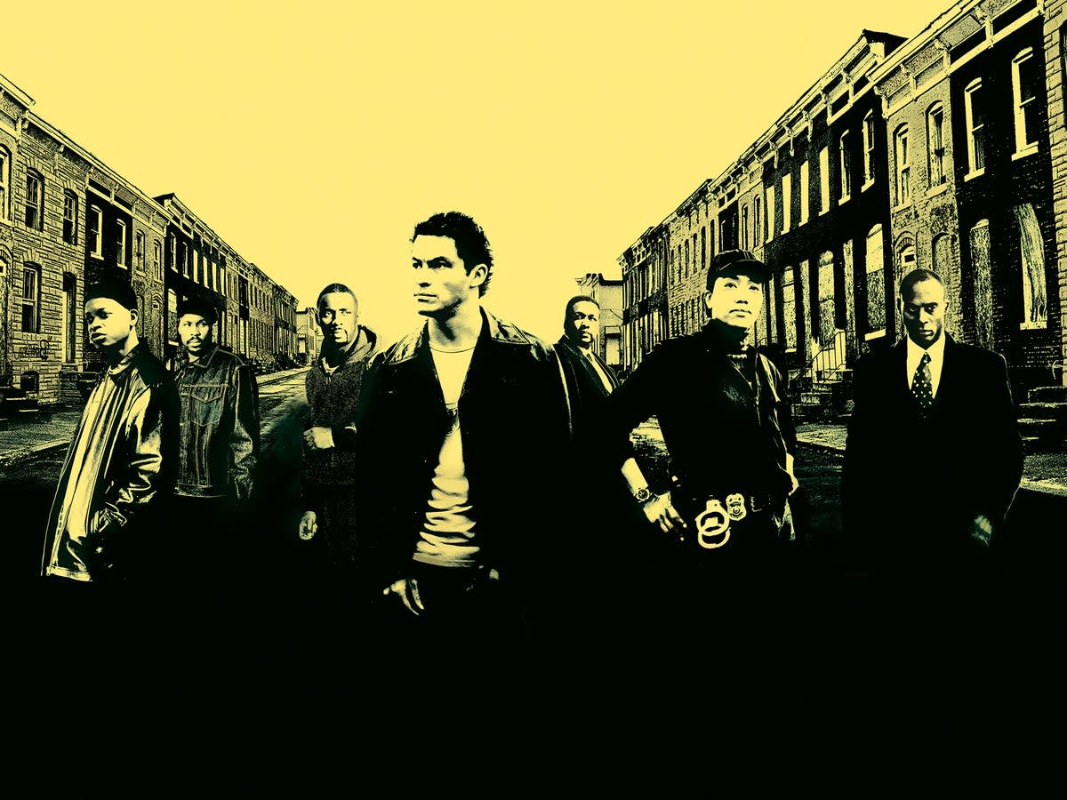 An American fable: the cast of ‘The Wire’, in promotional artwork for the show’s second season (HBO)