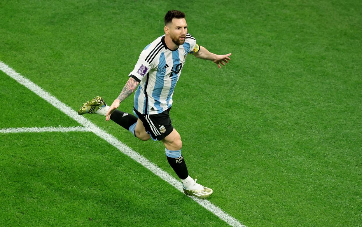 World Cup 2022 table: Group stage standings and England’s route to the final - Lionel Messi of Argentina celebrates after scoring the team's first goal during the FIFA World Cup Qatar 2022 Round of 16 match between Argentina and Australia at Ahmad Bin Ali Stadium - Alexander Hassenstein/Getty Images