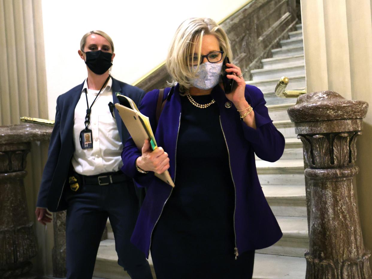 Wyoming Rep Liz Cheney leaves the US Capitol on May 13, 2021 in Washington, DC.  (Getty Images)