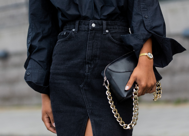 Black Punk Crossbody Mini Bag Card Purse with Chunky Chain