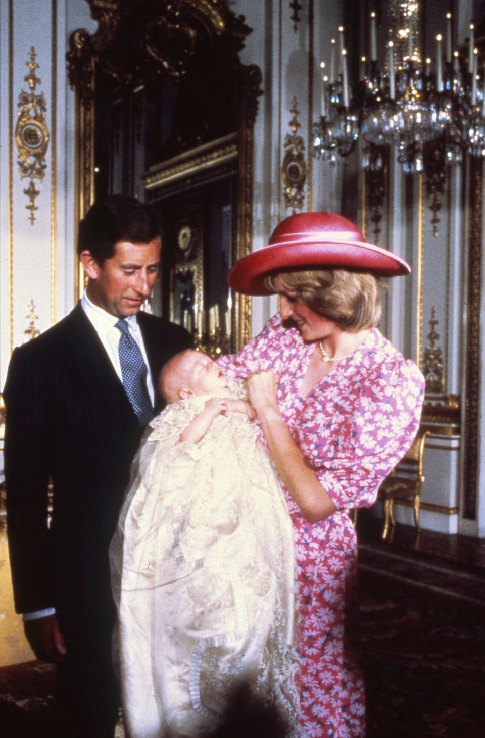 Princess Diana and Prince Charles at the christening of Prince William in 1982.