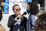 <p>Neil Patrick Harris mans the mic on Thursday while helping Clear to reunite more than 100 families who hadn't seen each other since before the COVID-19 pandemic at the CLEAR CONNECTS: A Day of Families event at New Jersey's MetLife Stadium.</p>