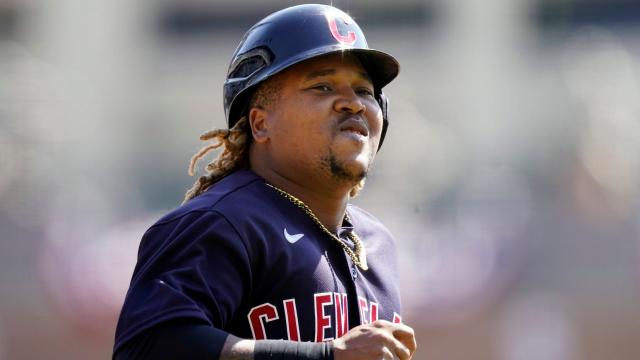 Cleveland, United States. 26th Apr, 2021. Cleveland Indians third baseman Jose  Ramirez hits a home run during an MLB regular season game against the  Minnesota Twins, Monday, April 26th, 2021, in Cleveland. (