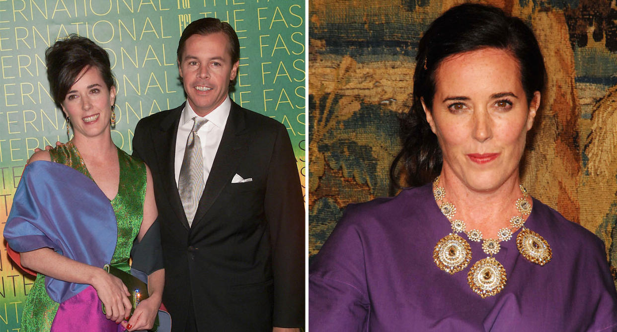 Kade Spade and her husband Andy Spade (left) Fashion designer Kate Spade (right)