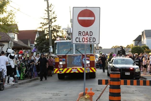 The entire street was closed off in Hamilton's Crown Point neighborhood to fulfill Alex's wish to see monsters. (Photo: Paula Anderson)