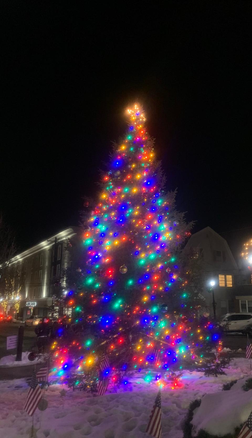The Christmas tree at Courthouse Square in Stroudsburg