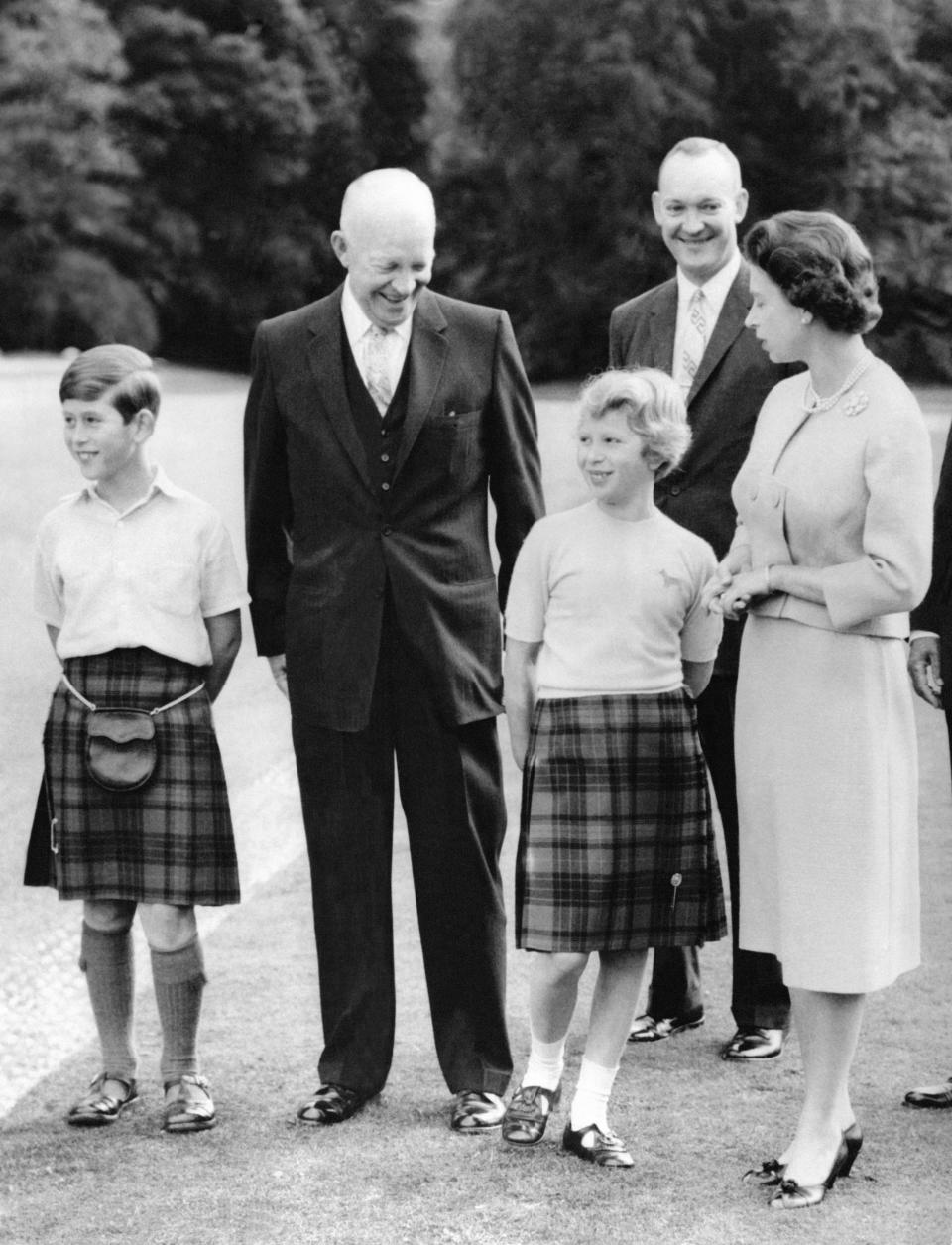 President Dwight D. Eisenhower with Queen Elizabeth II and her children at Balmoral in 1959.