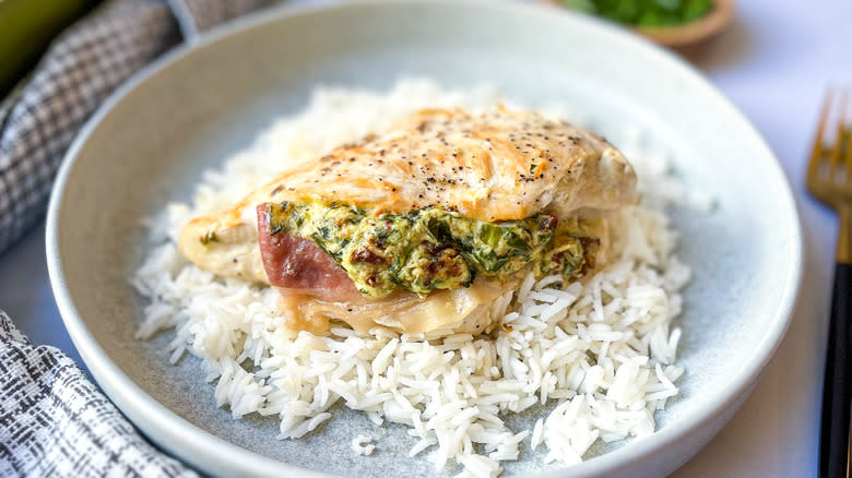 stuffed chicken breast with rice
