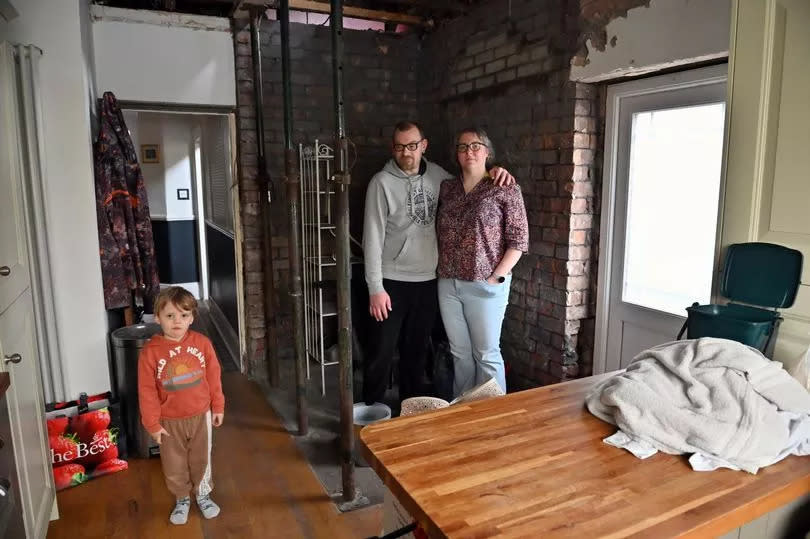 Henrik and Tamsin Smith-Thaudal with their son Freddie, aged three, at home