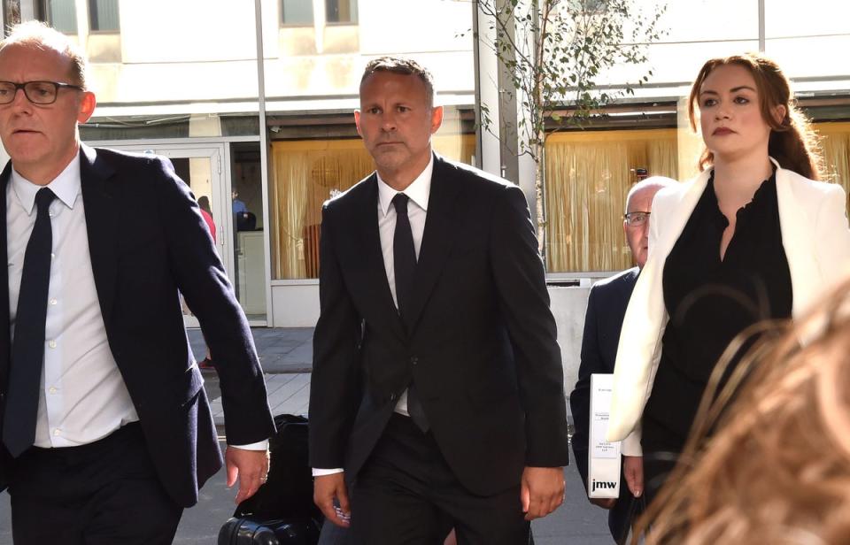 Ryan Giggs arrives at Manchester crown court (PA)