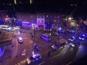 <p>Police officers attend to the scene after a vehicle collided with pedestrians in the Finsbury Park neighborhood of North London, Britain June 19, 2017. (Thomas Van Hulle/Social Media via Reuters) </p>