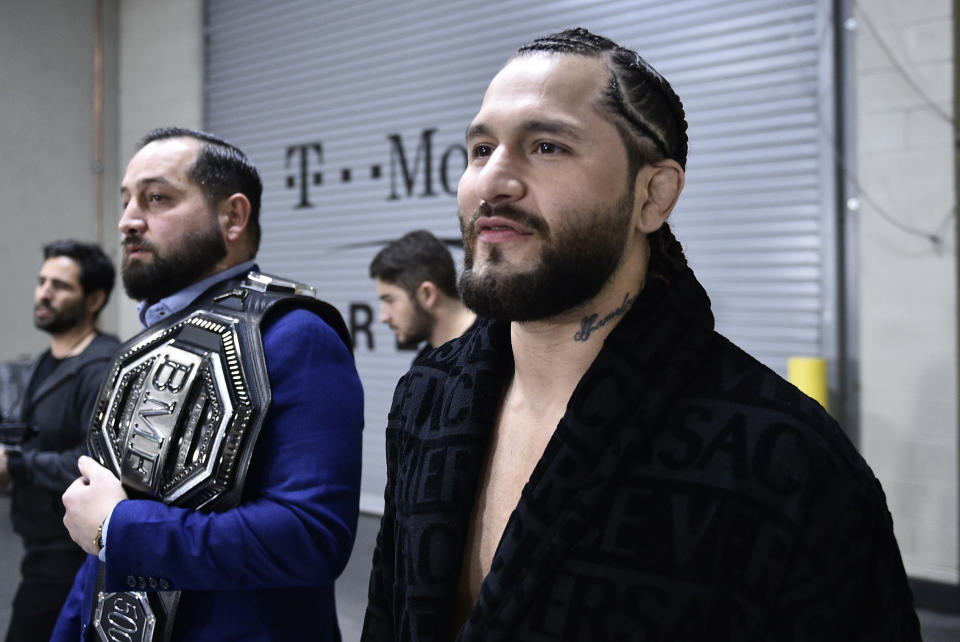 LAS VEGAS, NEVADA - JANUARY 18: Jorge Masvidal arrives backstage during the UFC 246 event at T-Mobile Arena on January 18, 2020 in Las Vegas, Nevada. (Photo by Chris Unger/Zuffa LLC via Getty Images)