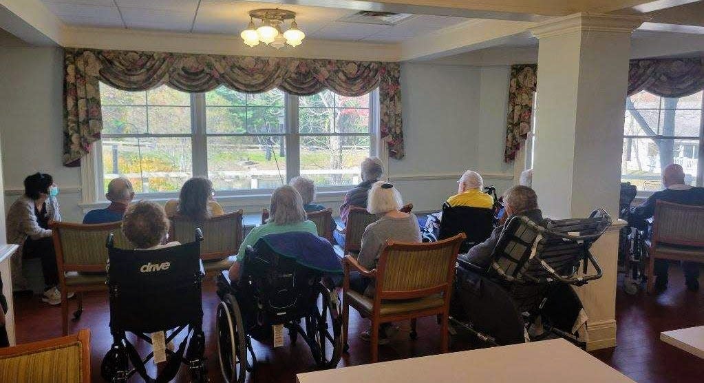 Residents of Sentry Hill at York Harbor birdwatch from the facility's dementia unit on the first floor. The dining room there has the best view overlooking the pond.