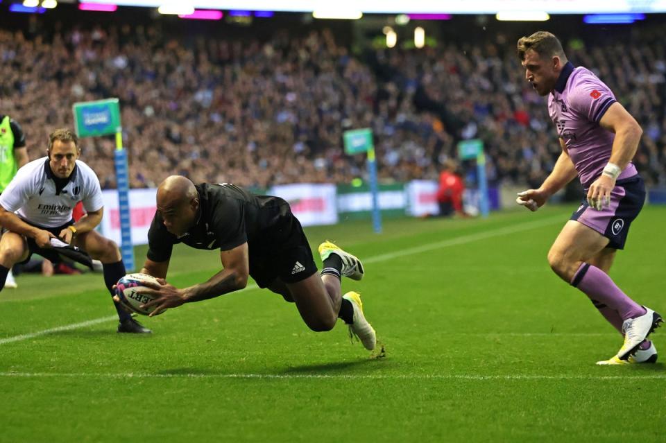 Mark Telea scored two tries on his New Zealand debut against Scotland at Murrayfield (Getty Images)