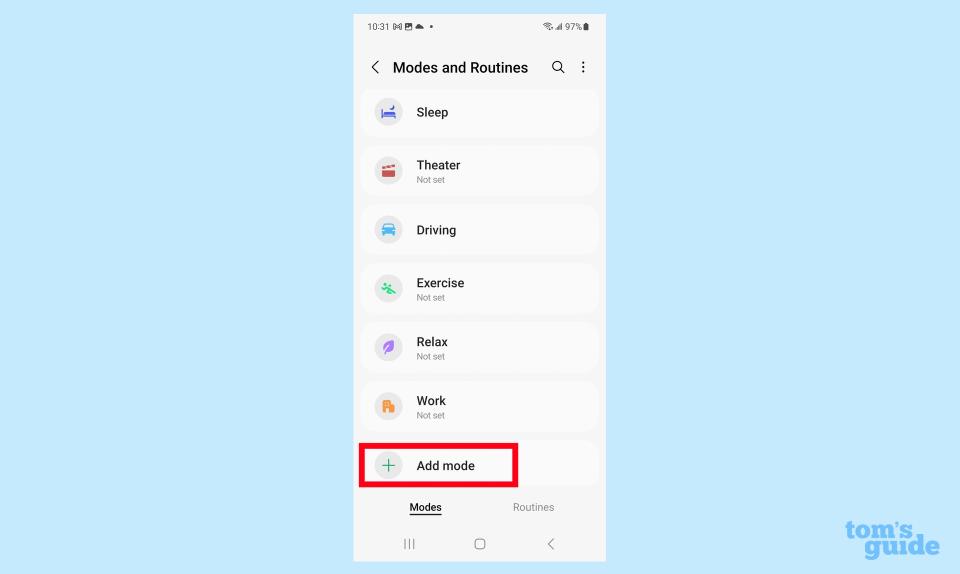 create a custom mode on your Galaxy S23 in Modes and Routines