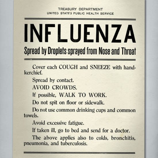Recomendações das autoridades de saúde americanas durante a pandemia de gripe de 1918